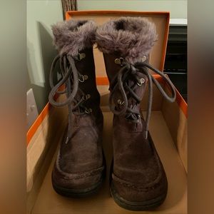 Rocket Dog Women's Suede Lace Up Sherpa Lined Moccasin Boots Tribal Brown 8/8.5